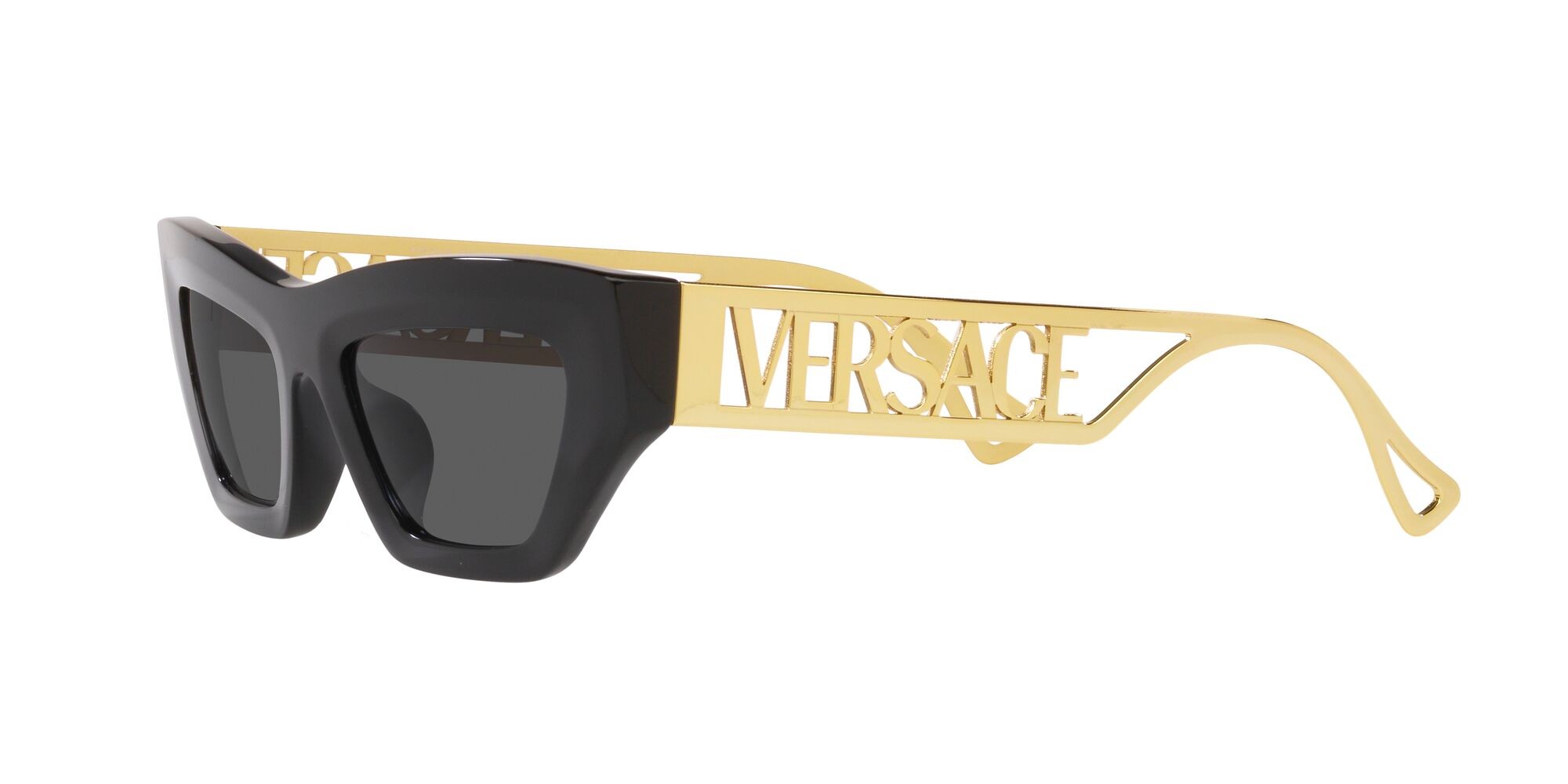 Occhiali da sole Versace VE 4432U (GB1/87) colore nero forma irregolare lenti grigio scuro