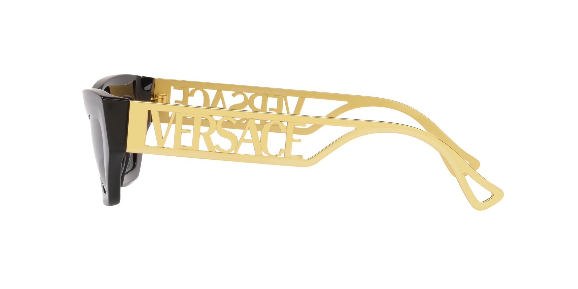 Occhiali da sole Versace VE 4432U (GB1/87) colore nero forma irregolare lenti grigio scuro
