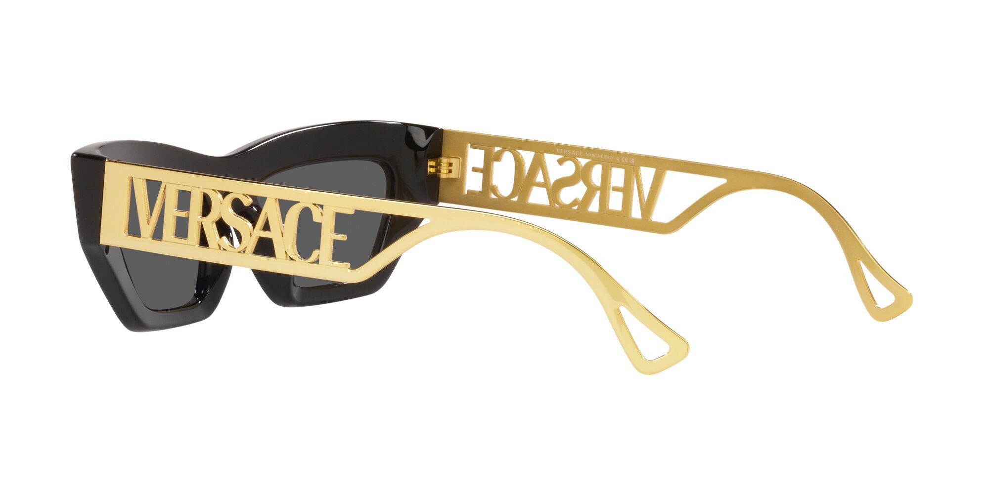 Occhiali da sole Versace VE 4432U (GB1/87) colore nero forma irregolare lenti grigio scuro