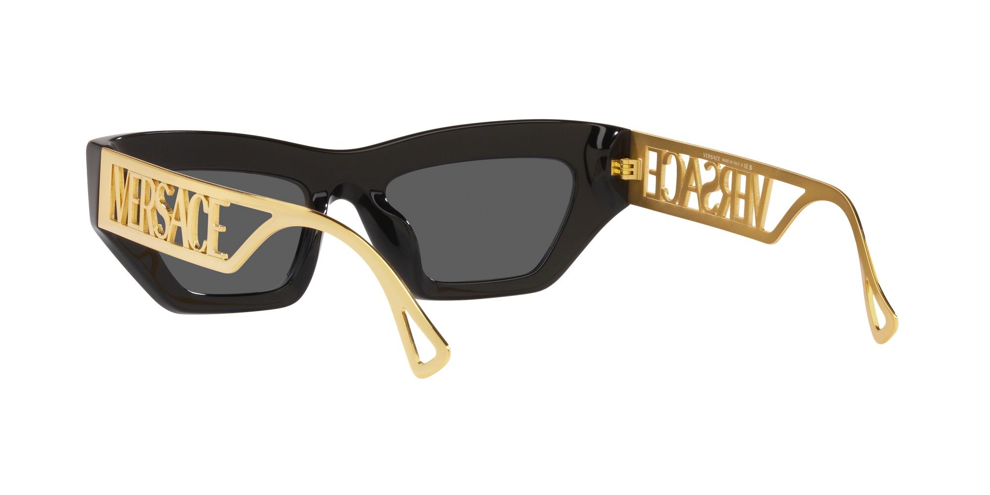 Occhiali da sole Versace VE 4432U (GB1/87) colore nero forma irregolare lenti grigio scuro