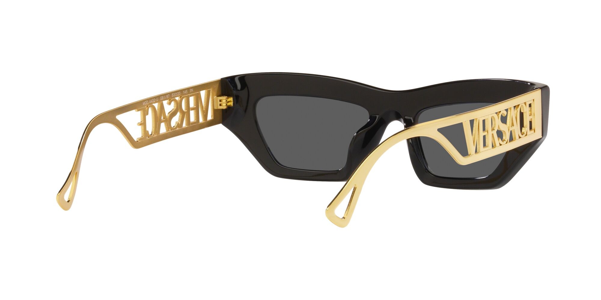 Occhiali da sole Versace VE 4432U (GB1/87) colore nero forma irregolare lenti grigio scuro