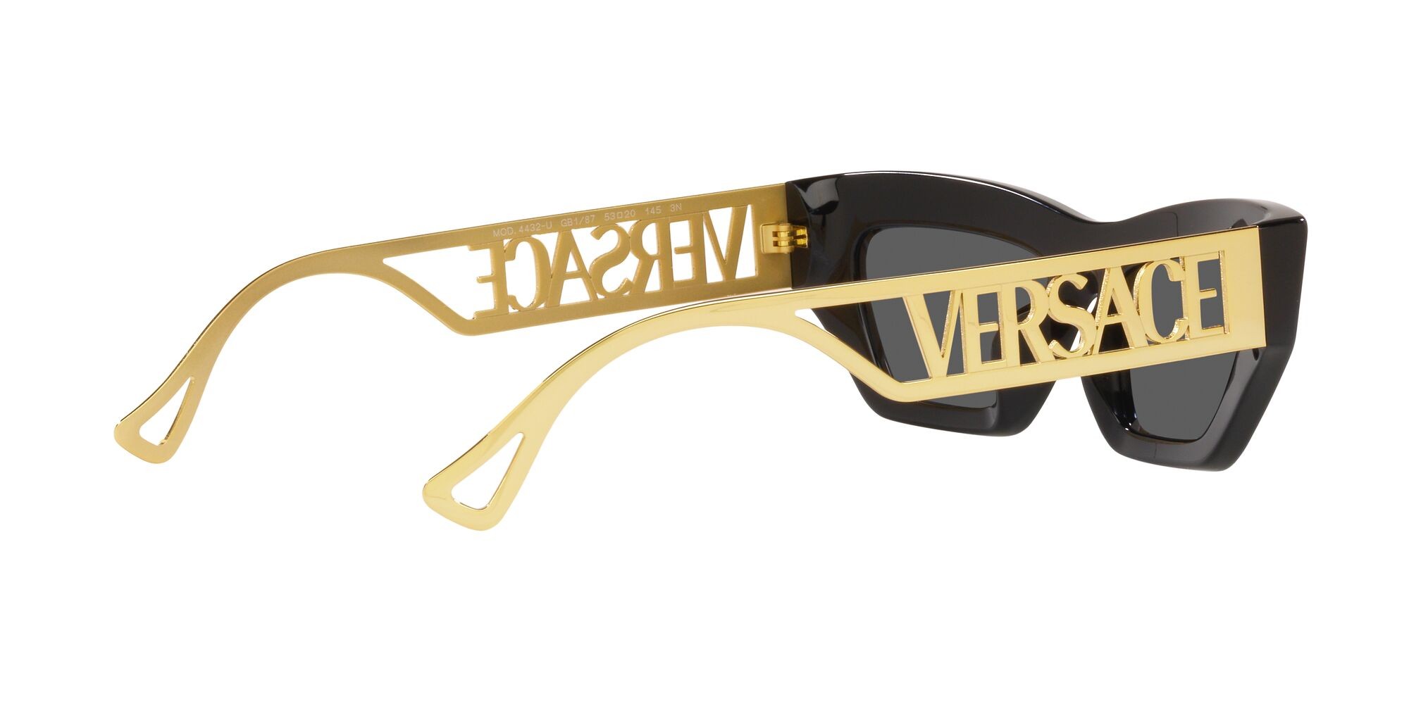 Occhiali da sole Versace VE 4432U (GB1/87) colore nero forma irregolare lenti grigio scuro