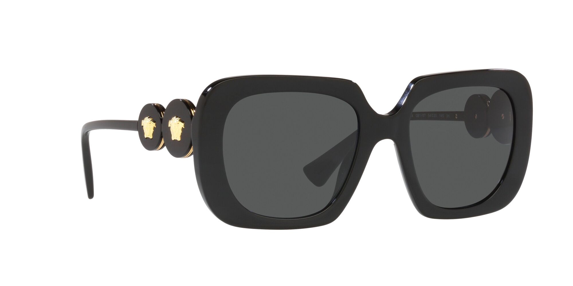 Occhiali da sole Versace VE 4434 (GB1/87) colore nero forma quadrato lenti grigio scuro