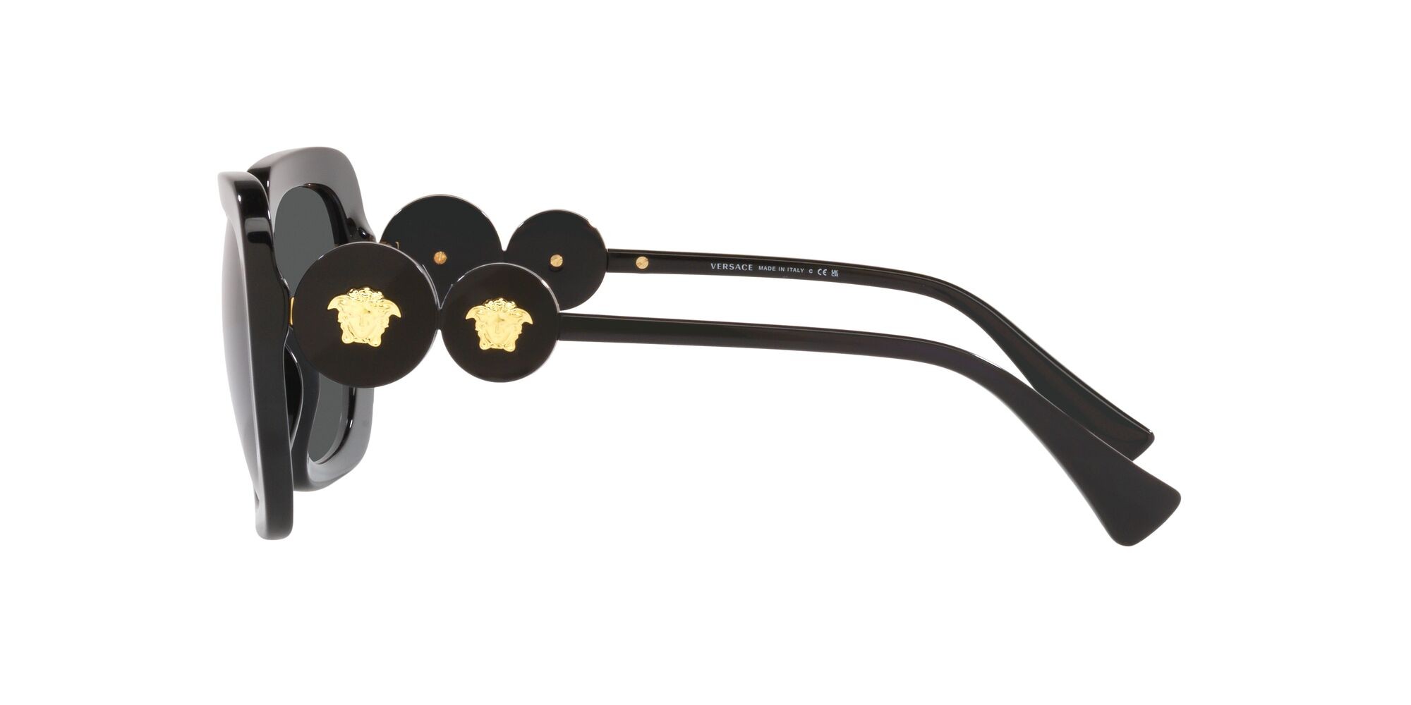 Occhiali da sole Versace VE 4434 (GB1/87) colore nero forma quadrato lenti grigio scuro