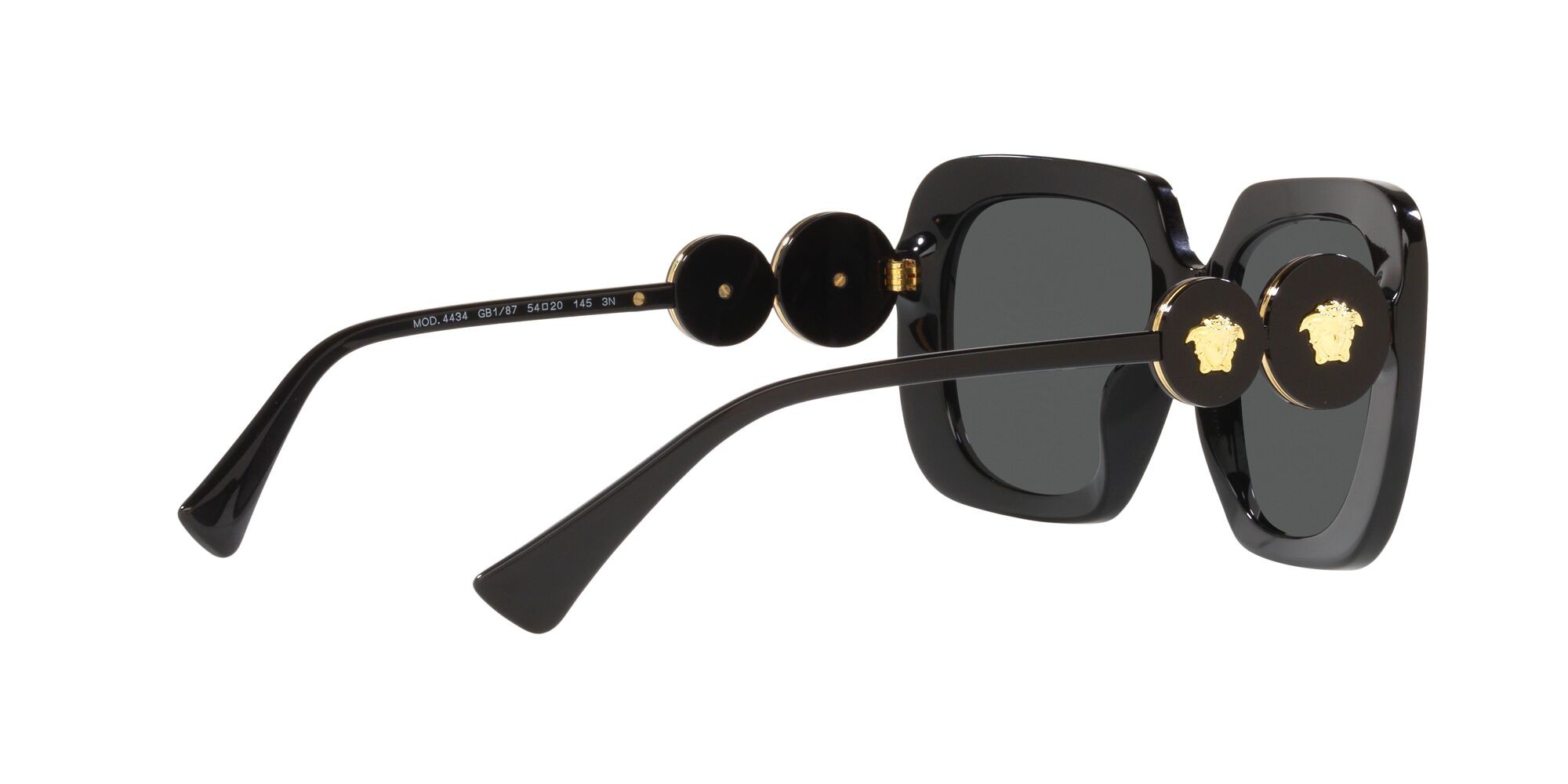 Occhiali da sole Versace VE 4434 (GB1/87) colore nero forma quadrato lenti grigio scuro