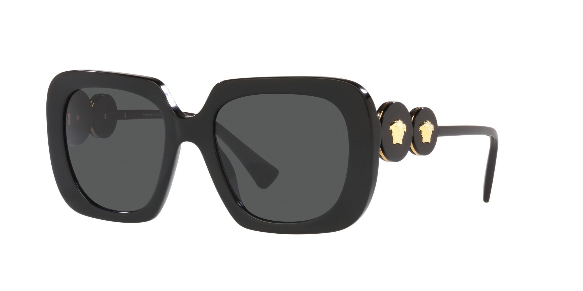 Occhiali da sole Versace VE 4434 (GB1/87) colore nero forma quadrato lenti grigio scuro