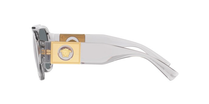 Occhiali da sole Versace VE 4436U (530580) colore grigio trasparente forma quadrato lenti blu scuro