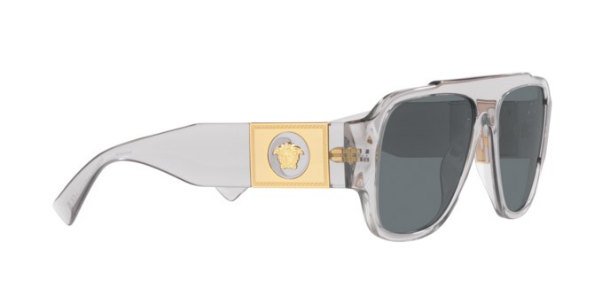 Occhiali da sole Versace VE 4436U (530580) colore grigio trasparente forma quadrato lenti blu scuro