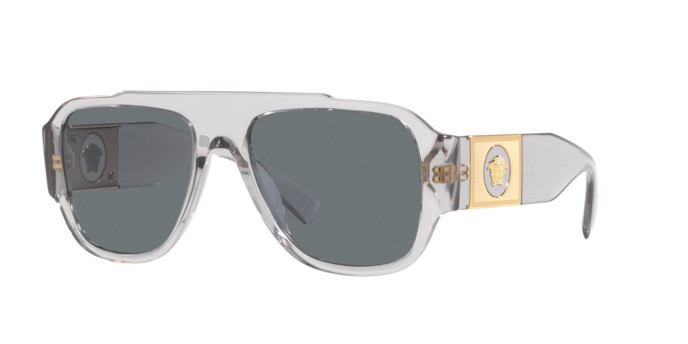 Occhiali da sole Versace VE 4436U (530580) colore grigio trasparente forma quadrato lenti blu scuro