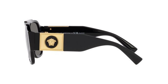 Occhiali da sole Versace VE 4436U (GB1/81) colore nero forma quadrato lenti polar grigio scuro