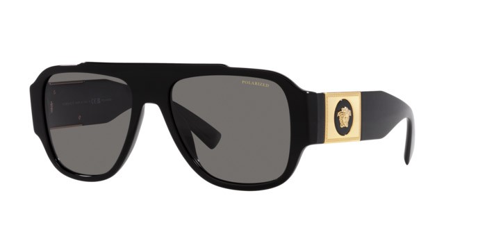Occhiali da sole Versace VE 4436U (GB1/81) colore nero forma quadrato lenti polar grigio scuro