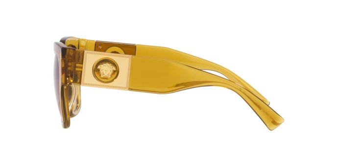 Sunglasses Versace VE 4437U (53472L) color miele trasparente shape square lenses giallo chiaro sfumato ocra