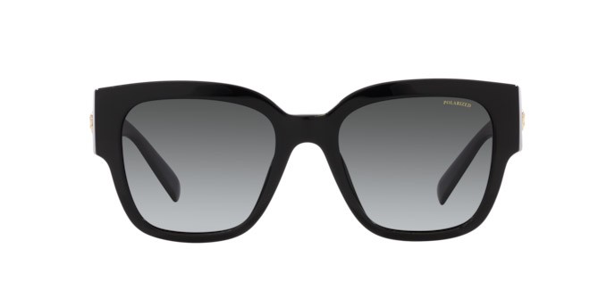 Occhiali da sole Versace VE 4437U (GB1/T3) colore nero forma quadrato lenti polar grigia sfumata