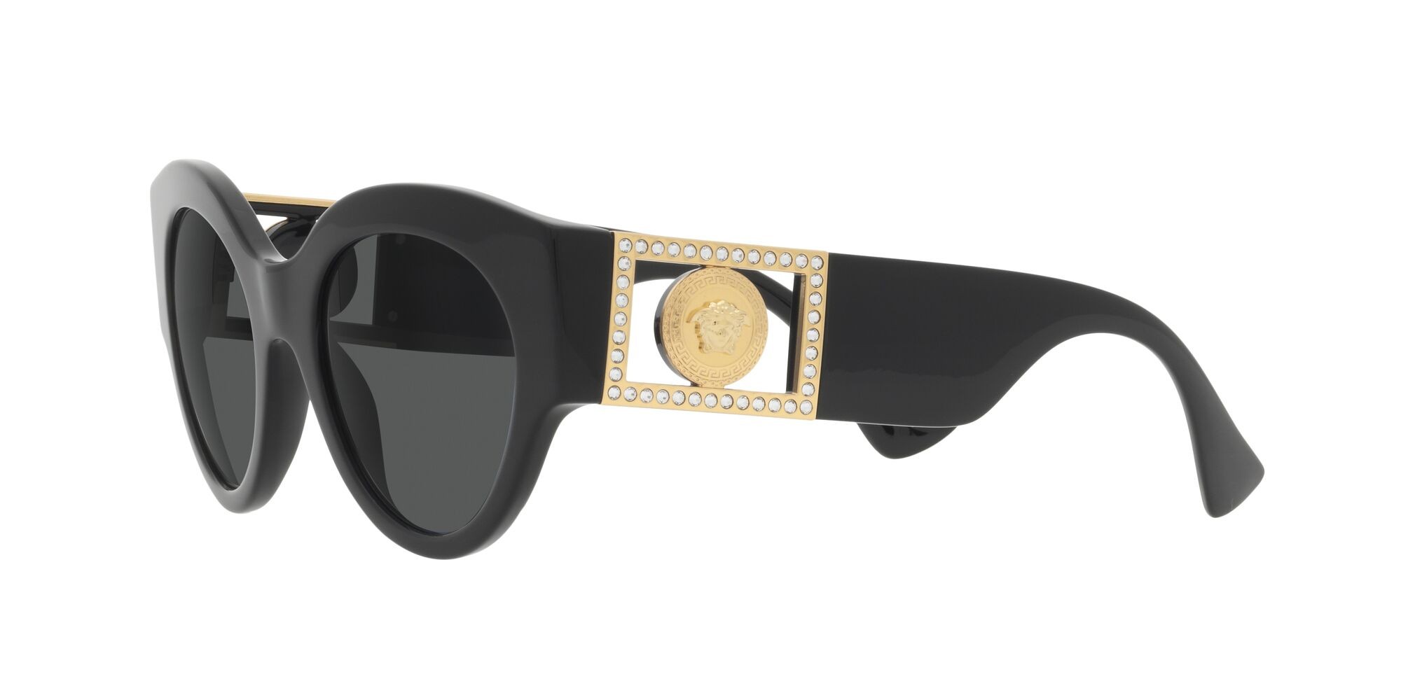 Occhiali da sole Versace VE 4438B (GB1/87) colore nero forma rotondo lenti grigio scuro