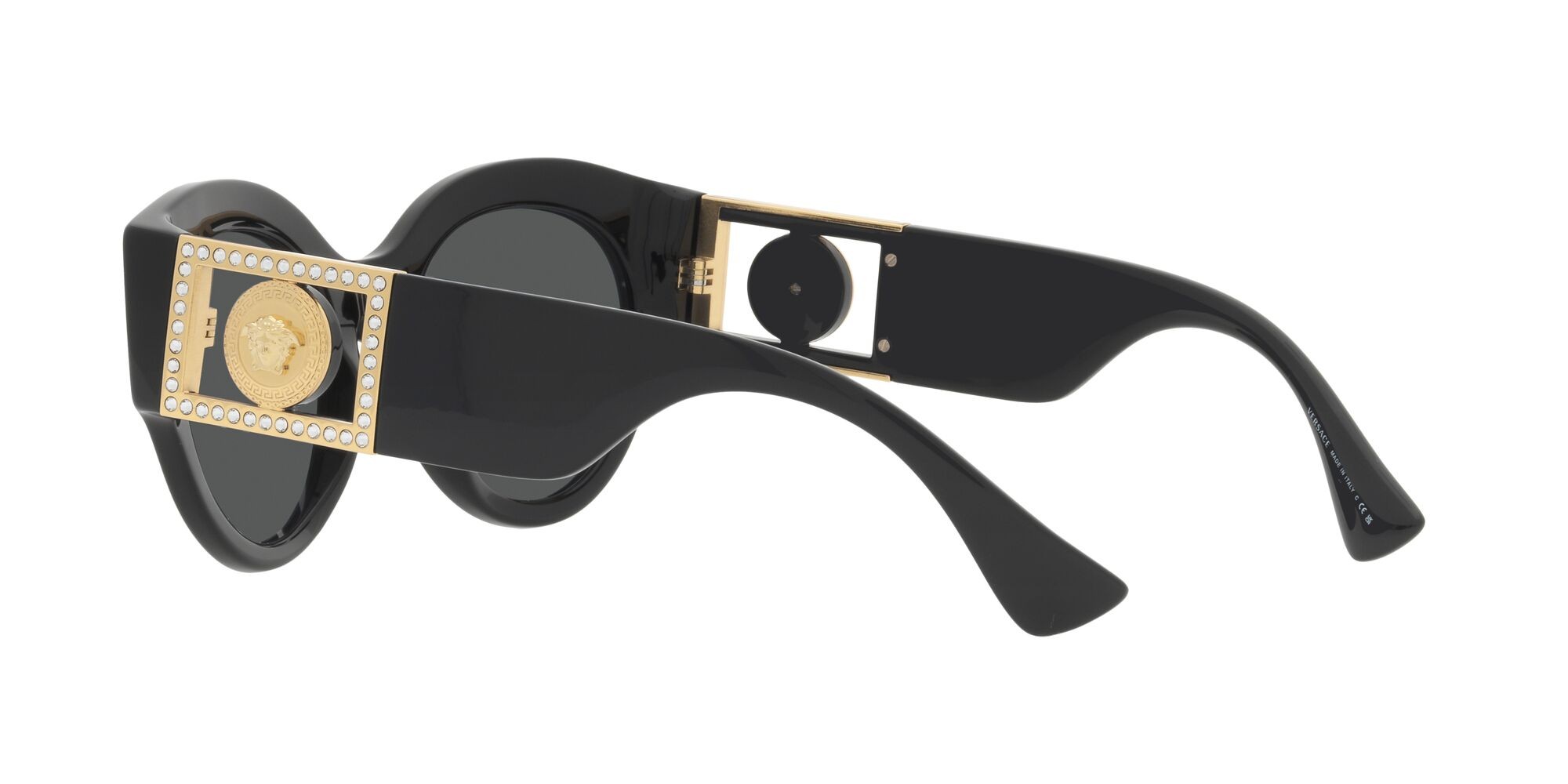 Occhiali da sole Versace VE 4438B (GB1/87) colore nero forma rotondo lenti grigio scuro