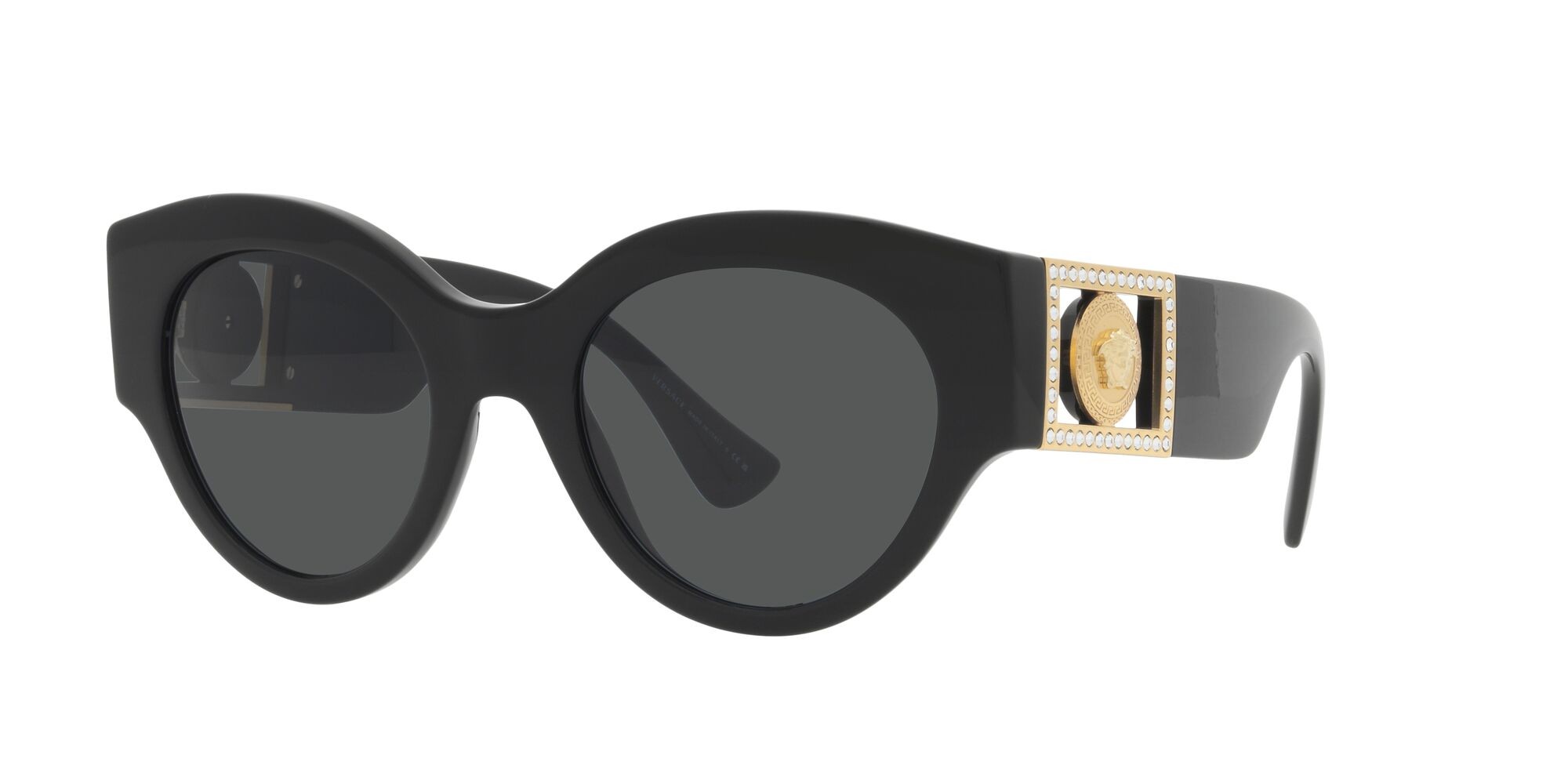 Occhiali da sole Versace VE 4438B (GB1/87) colore nero forma rotondo lenti grigio scuro