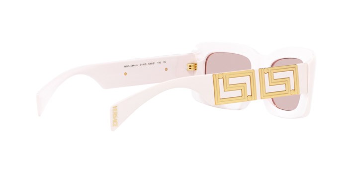 Occhiali da sole Versace VE 4444U (314/5) colore bianco forma rettangolare lenti rosa