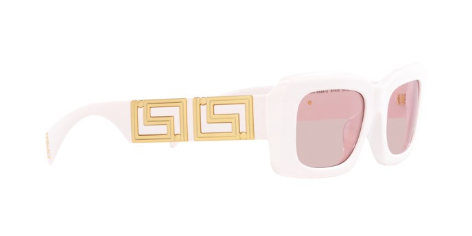 Occhiali da sole Versace VE 4444U (314/5) colore bianco forma rettangolare lenti rosa