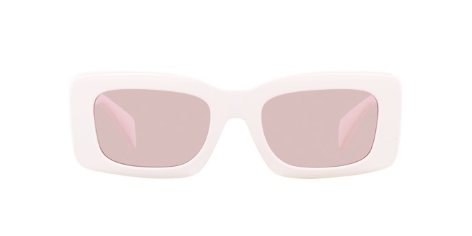 Occhiali da sole Versace VE 4444U (314/5) colore bianco forma rettangolare lenti rosa