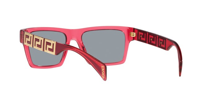 Sonnenbrillen Versace VE 4445 (5409/1) farbe rosso trasparente form rechteckig gläser grigio