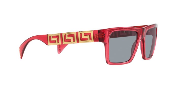 Sonnenbrillen Versace VE 4445 (5409/1) farbe rosso trasparente form rechteckig gläser grigio