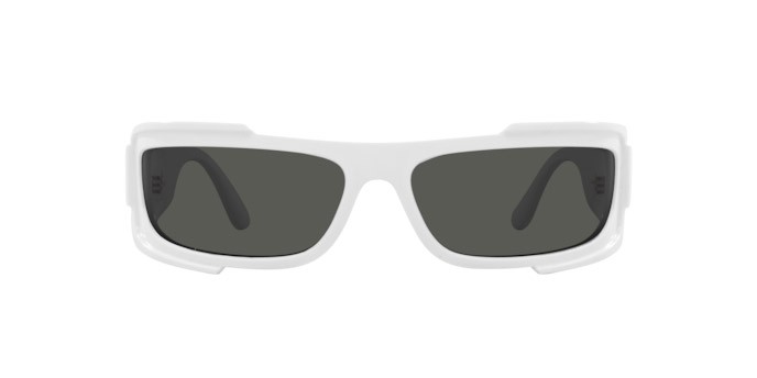 Occhiali da sole Versace VE 4446 (314/87) colore bianco forma rettangolare lenti grigio scuro