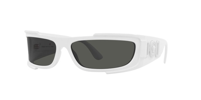 Occhiali da sole Versace VE 4446 (314/87) colore bianco forma rettangolare lenti grigio scuro