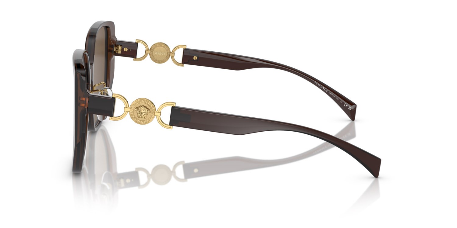 Occhiali da sole Versace VE 4449D (541673) colore marrone trasparente forma quadrato lenti marrone scuro