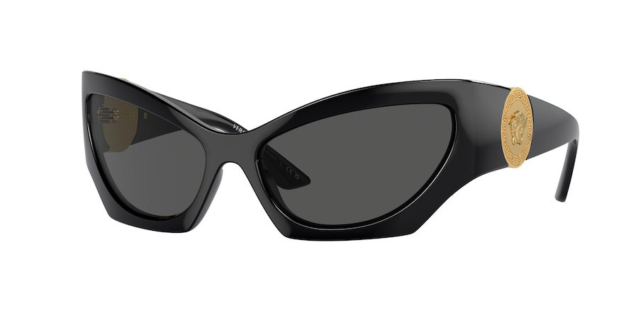 Occhiali da sole Versace VE 4450 (GB1/87) colore nero forma cat eye lenti grigio scuro