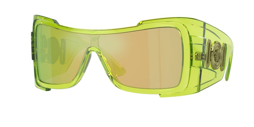 Sonnenbrillen Versace VE 4451 (54208N) farbe verde trasparente form unregelmäßig gläser grigio verde specchiato