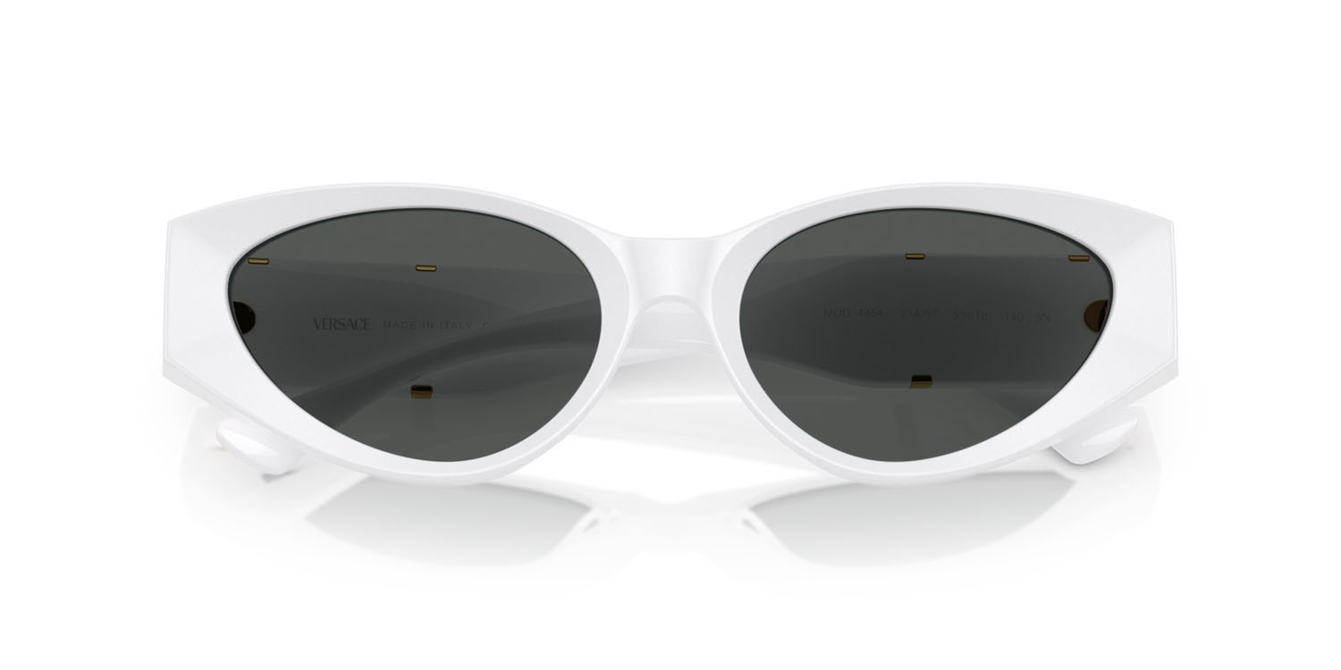 Sonnenbrillen Versace VE 4454 (314/87) farbe bianco form cat-eye gläser grigio scuro