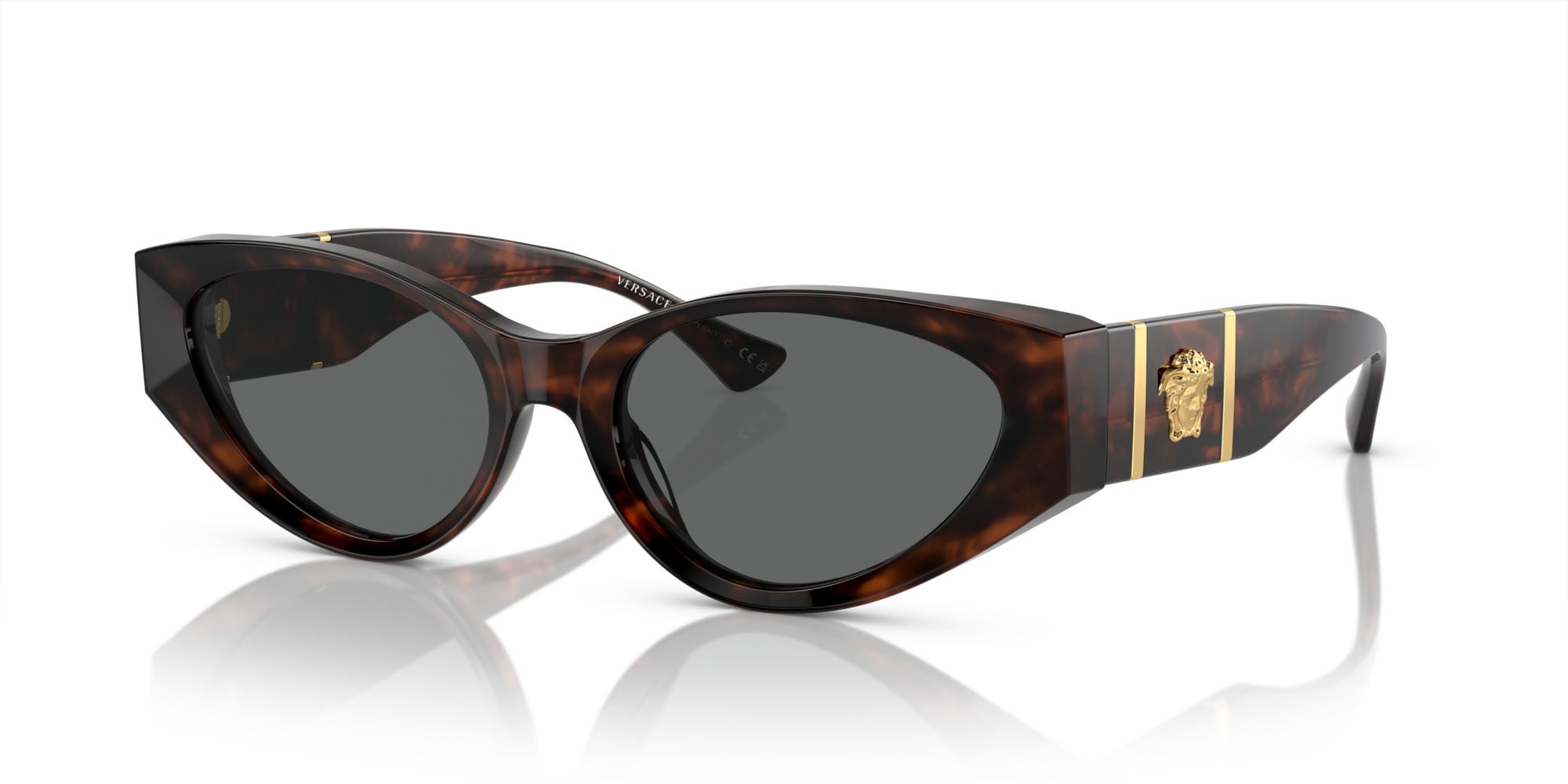 Occhiali da sole Versace VE 4454 (542987) colore havana forma cat eye lenti grigio scuro