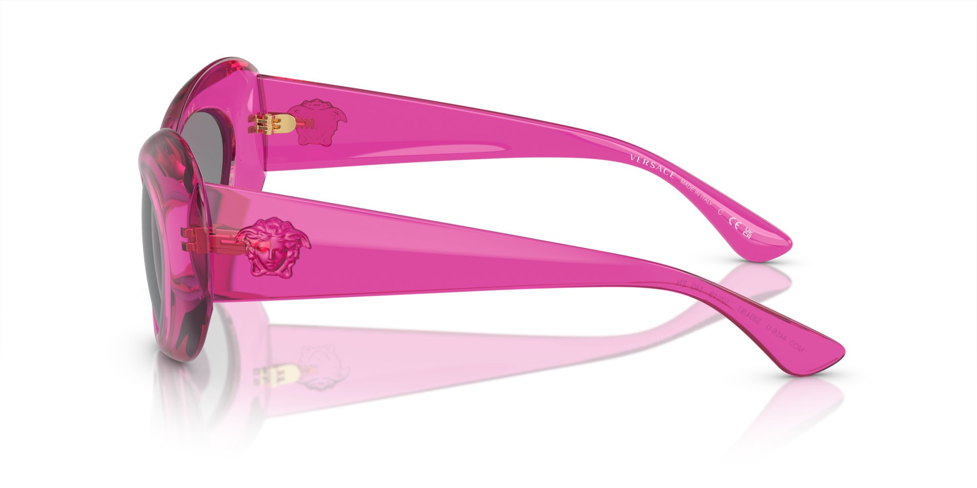 Sonnenbrillen Versace VE 4456U (533487) farbe rosa trasparente form oval gläser grigio scuro