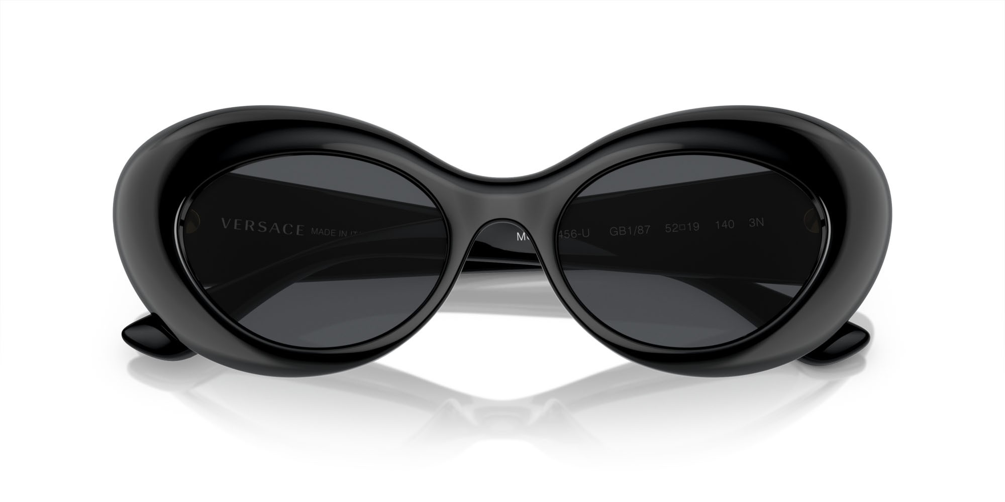 Occhiali da sole Versace VE 4456U (GB1/87) colore nero forma ovale lenti grigio scuro