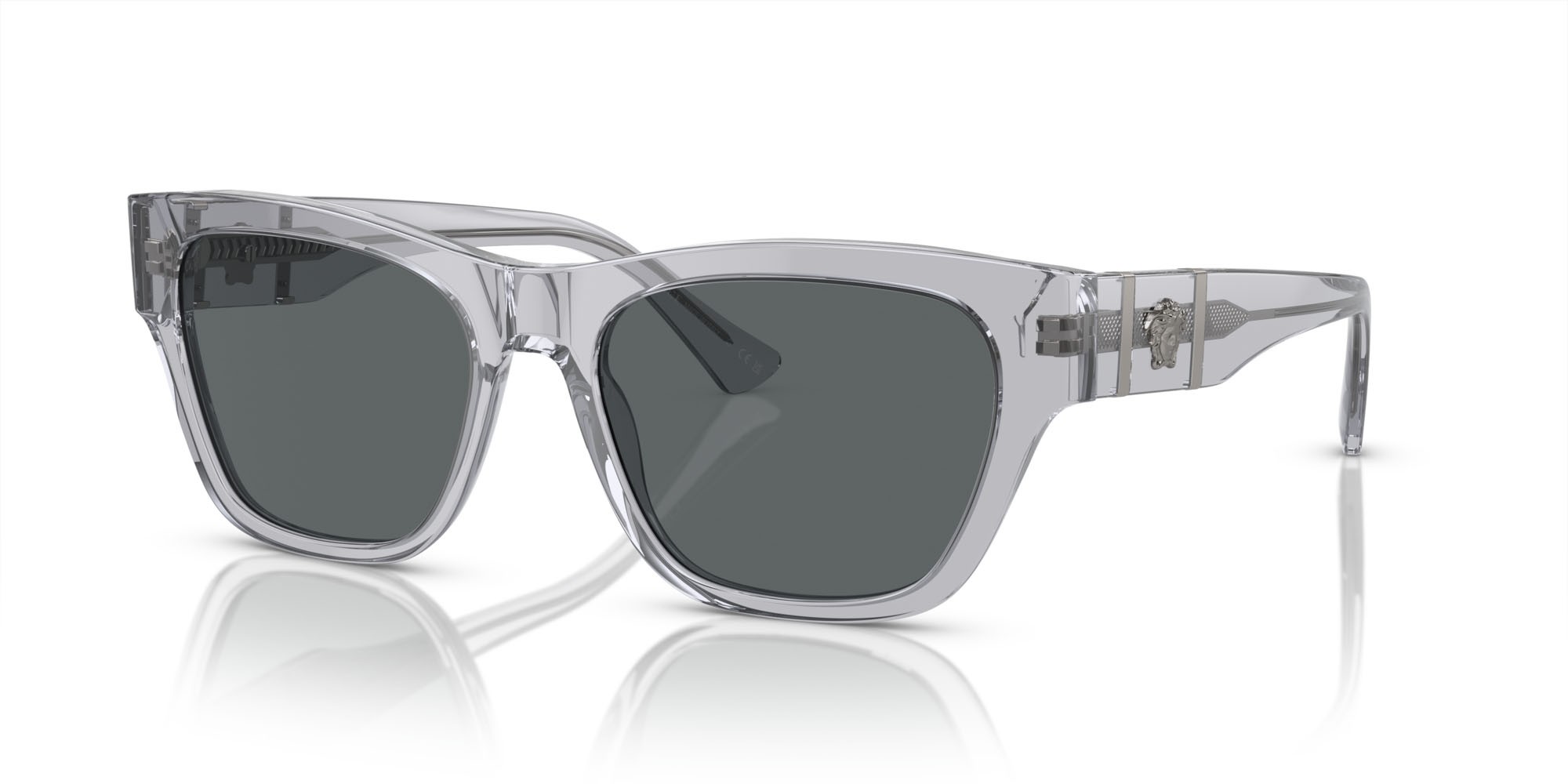 Occhiali da sole Versace VE 4457 (543287) colore grigio trasparente forma quadrato lenti grigio scuro
