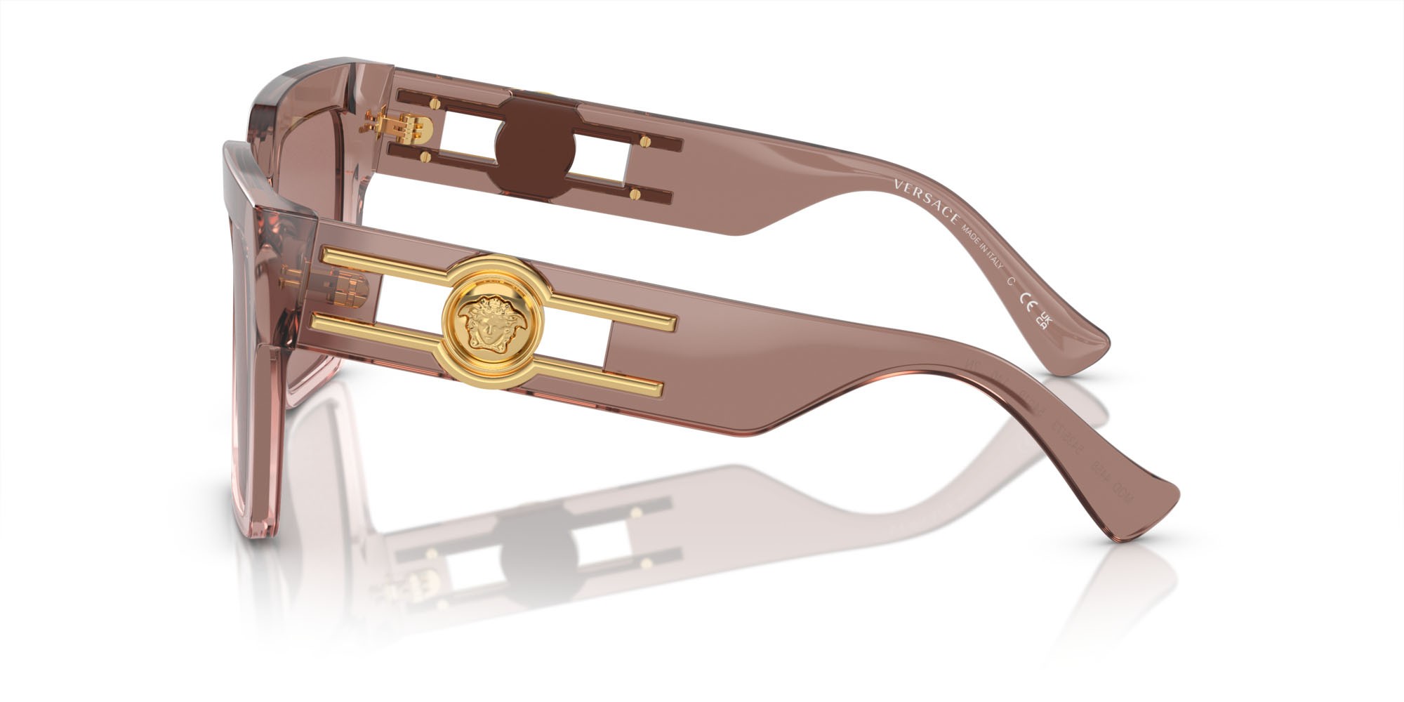 Occhiali da sole Versace VE 4458 (543573) colore marrone trasparente forma farfalla lenti marrone chiaro