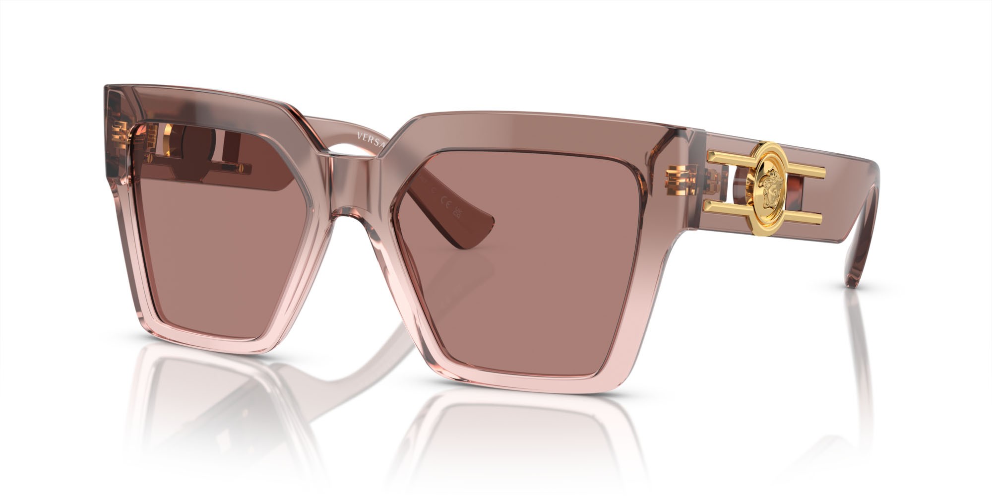 Occhiali da sole Versace VE 4458 (543573) colore marrone trasparente forma farfalla lenti marrone chiaro