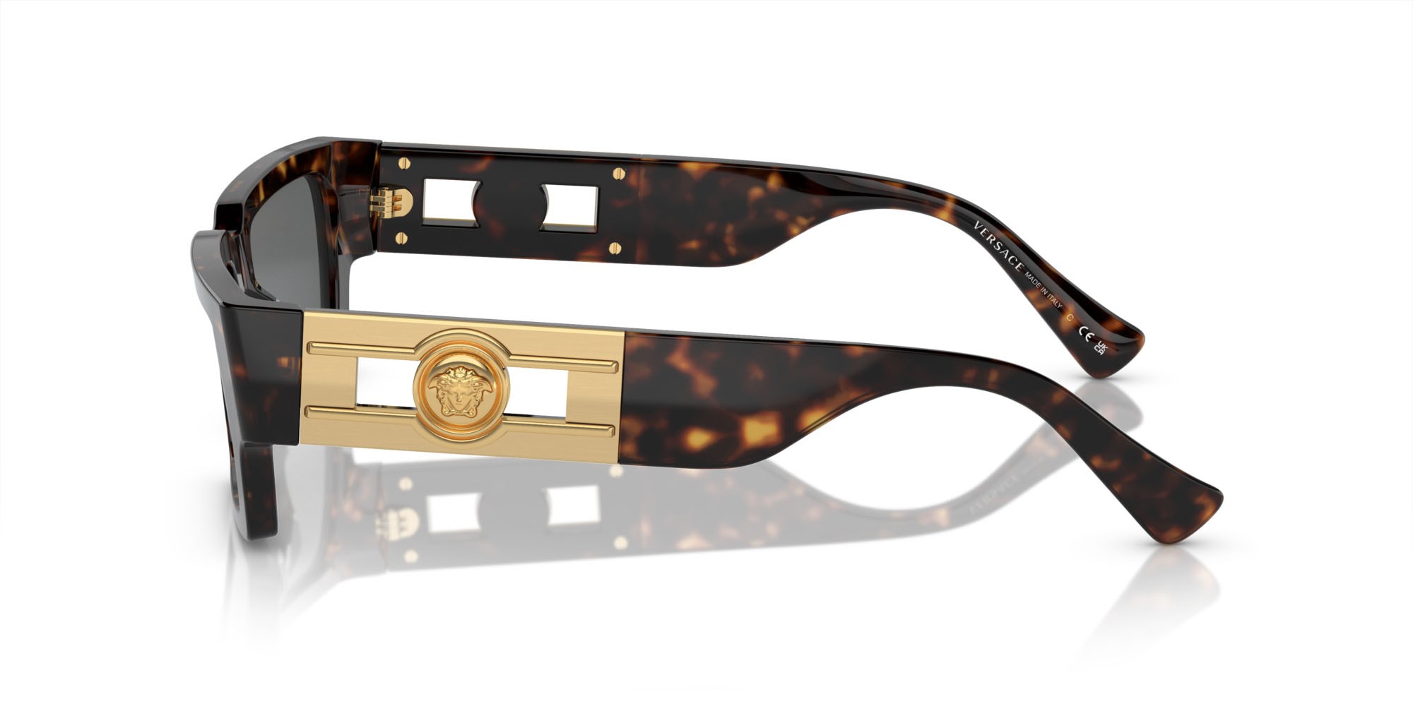 Occhiali da sole Versace VE 4459 (108/87) colore havana forma rettangolare lenti grigio scuro
