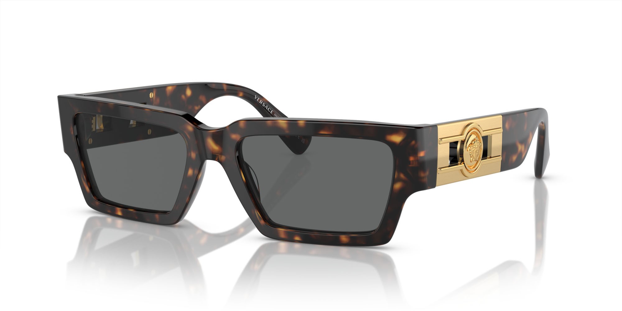 Occhiali da sole Versace VE 4459 (108/87) colore havana forma rettangolare lenti grigio scuro