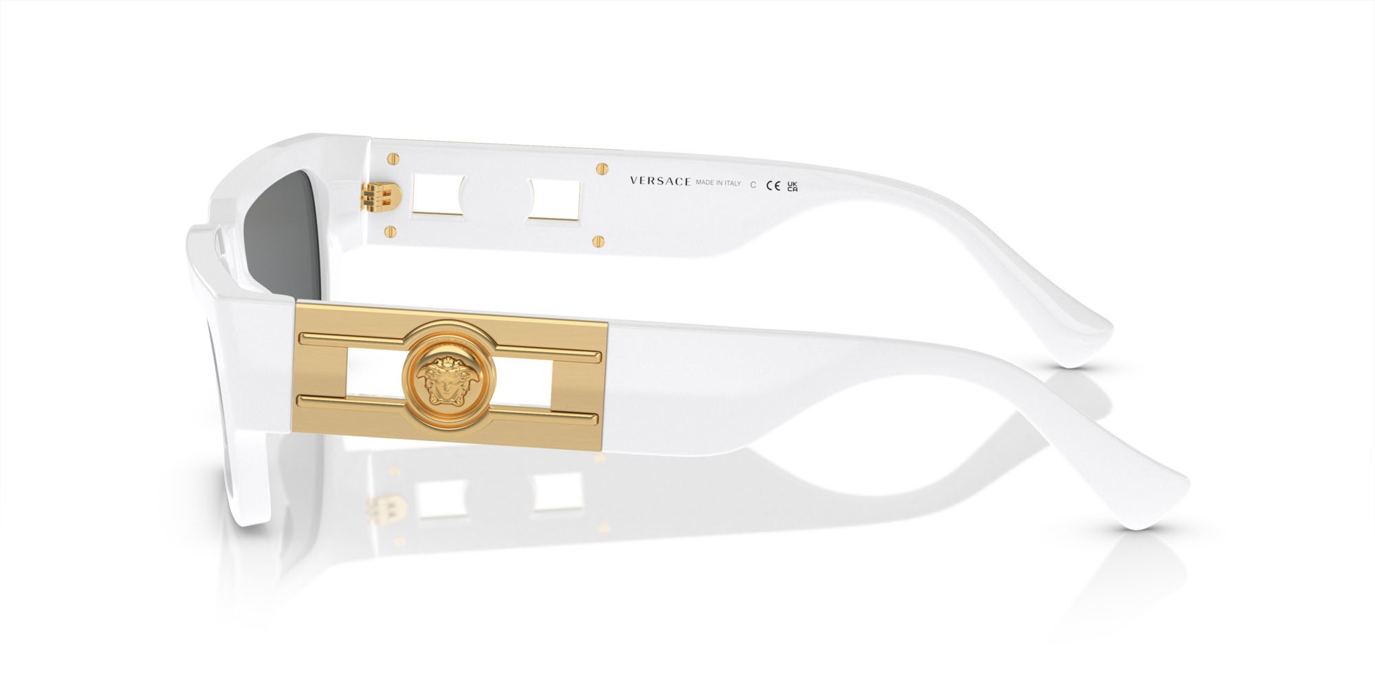 Occhiali da sole Versace VE 4459 (314/87) colore bianco forma rettangolare lenti grigio scuro