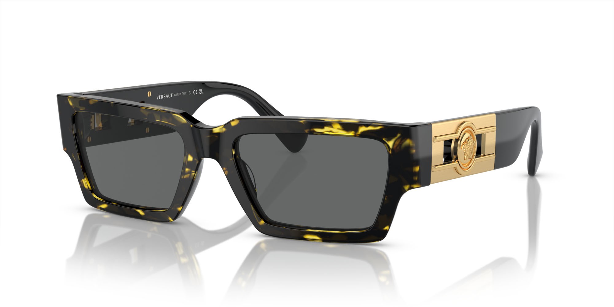 Occhiali da sole Versace VE 4459 (542887) colore havana forma rettangolare lenti grigio scuro