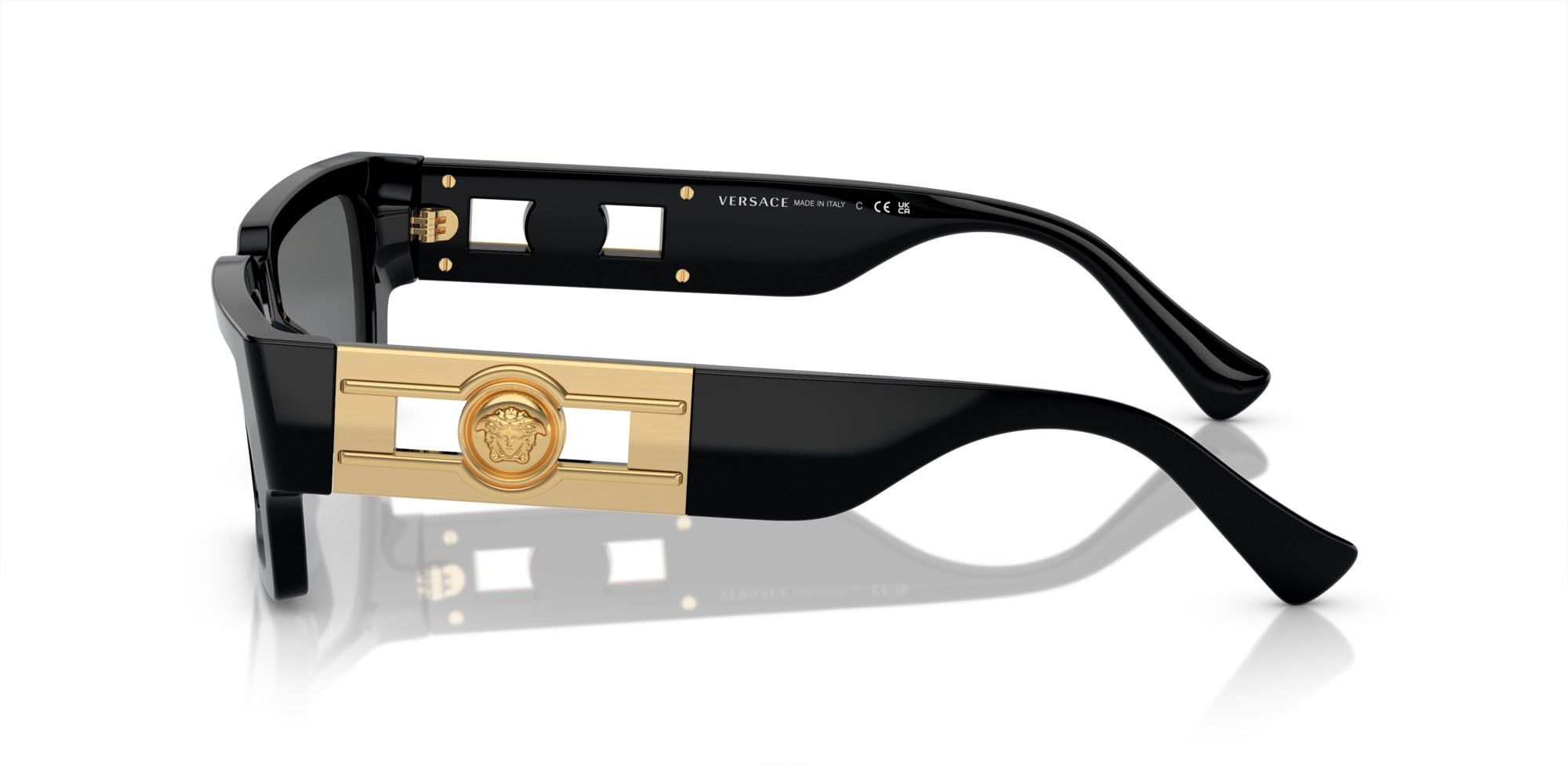 Occhiali da sole Versace VE 4459 (GB1/87) colore nero forma rettangolare lenti grigio scuro