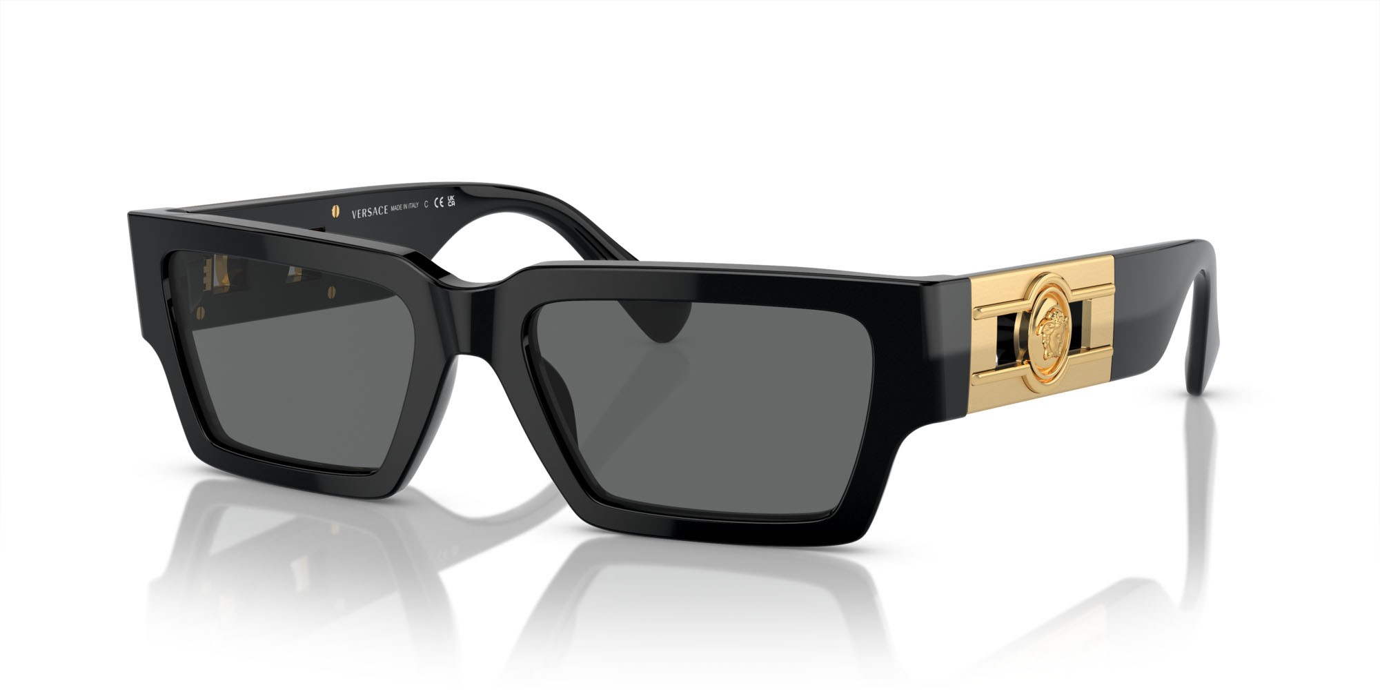Occhiali da sole Versace VE 4459 (GB1/87) colore nero forma rettangolare lenti grigio scuro