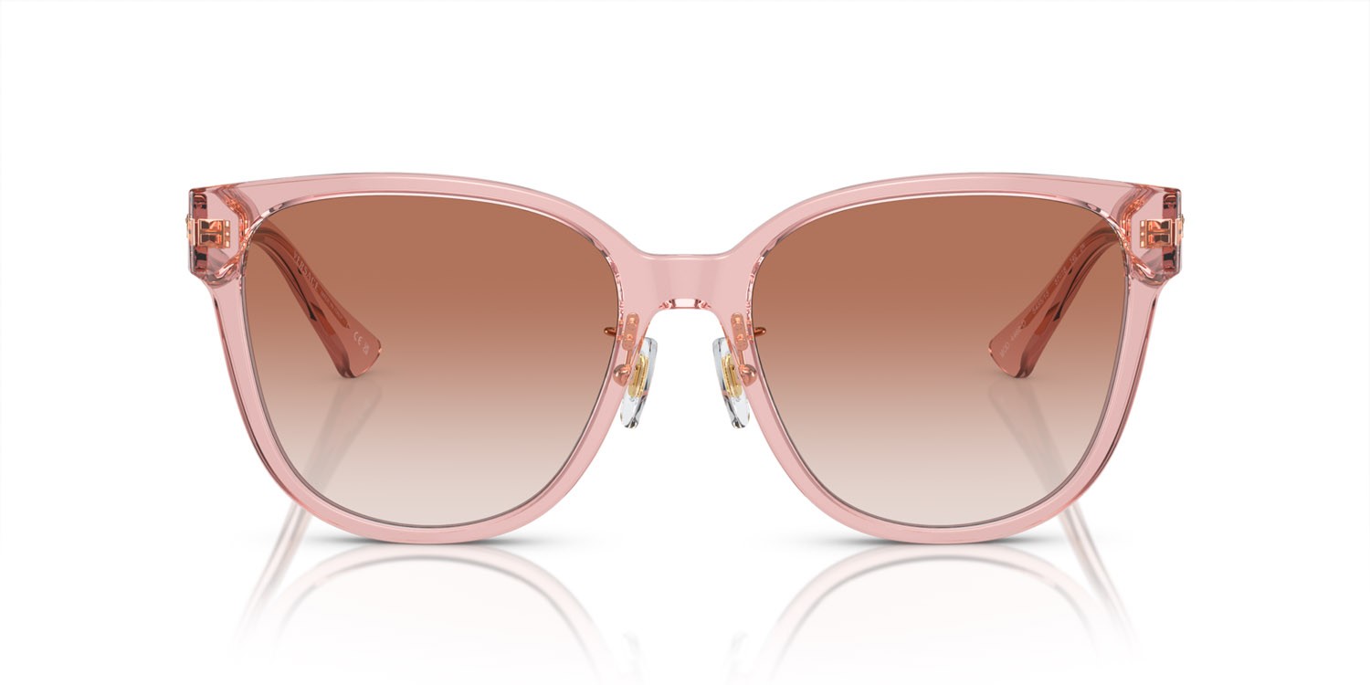 Occhiali da sole Versace VE 4460D (543413) colore pesca trasparente forma quadrato lenti rosa sfumato rosa
