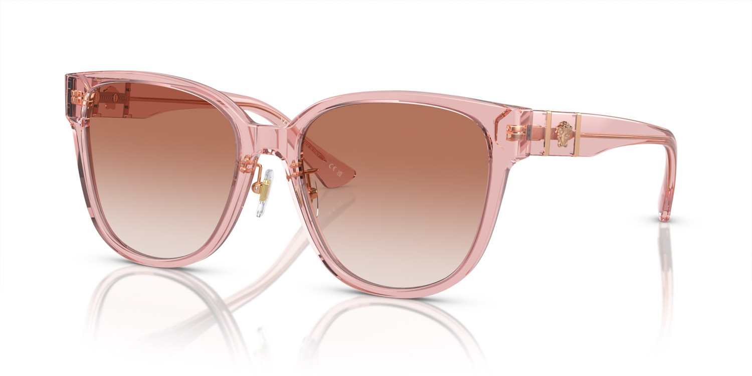 Occhiali da sole Versace VE 4460D (543413) colore pesca trasparente forma quadrato lenti rosa sfumato rosa