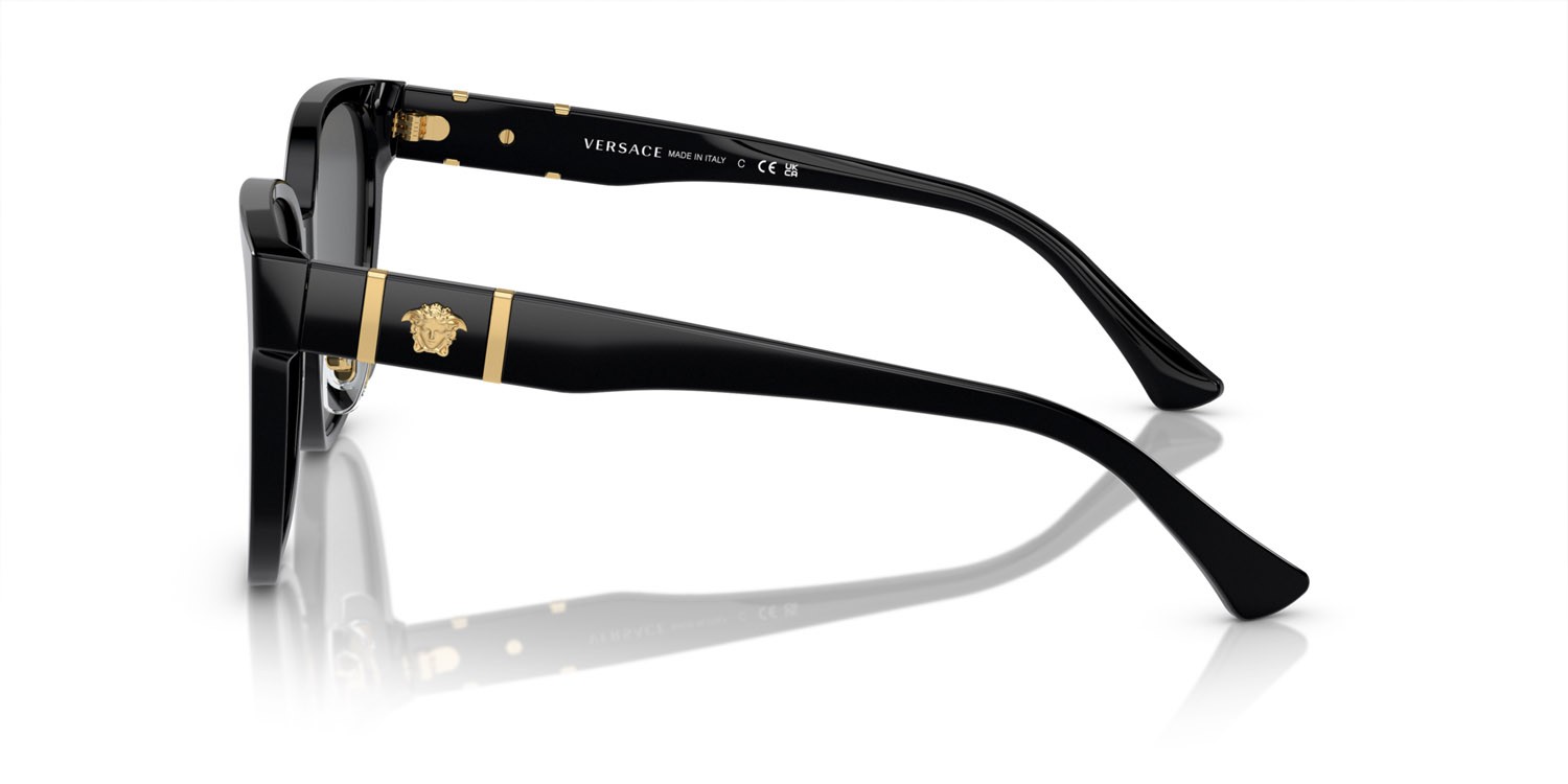 Occhiali da sole Versace VE 4460D (GB1/87) colore nero forma quadrato lenti grigio scuro