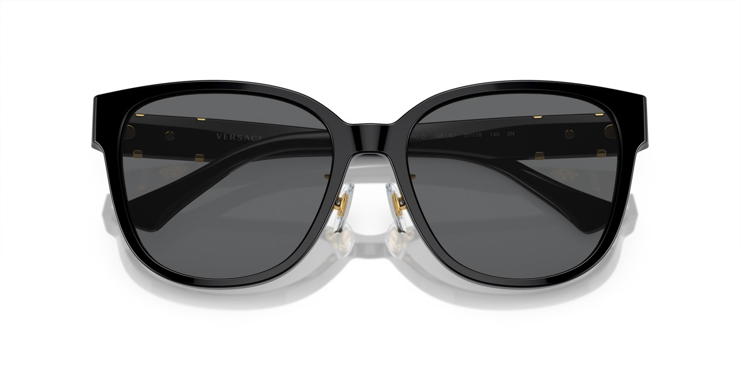 Occhiali da sole Versace VE 4460D (GB1/87) colore nero forma quadrato lenti grigio scuro