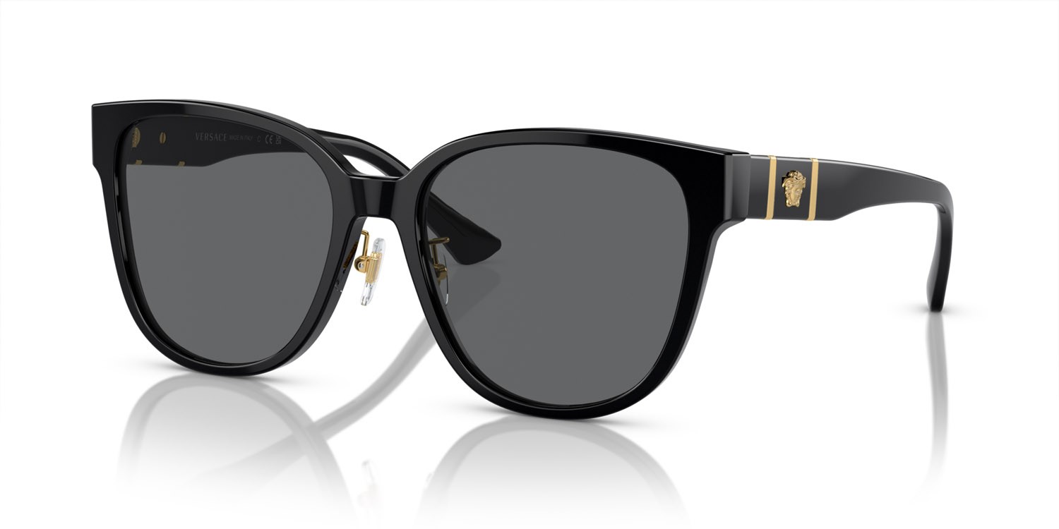 Occhiali da sole Versace VE 4460D (GB1/87) colore nero forma quadrato lenti grigio scuro
