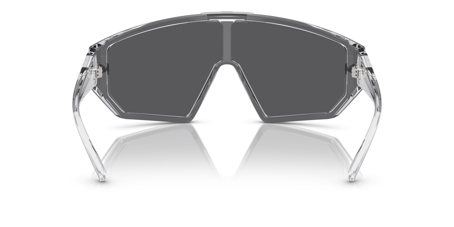 Occhiali da sole Versace VE 4461 (148/6V) colore cristallo forma irregolare lenti grey mirror black/mirror blue violet