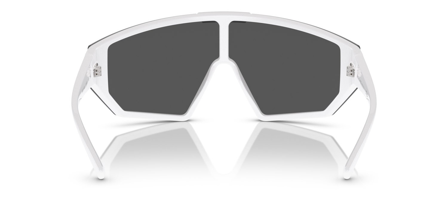 Occhiali da sole Versace VE 4461 (314/87) colore bianco forma irregolare lenti dark grey/mirror silver